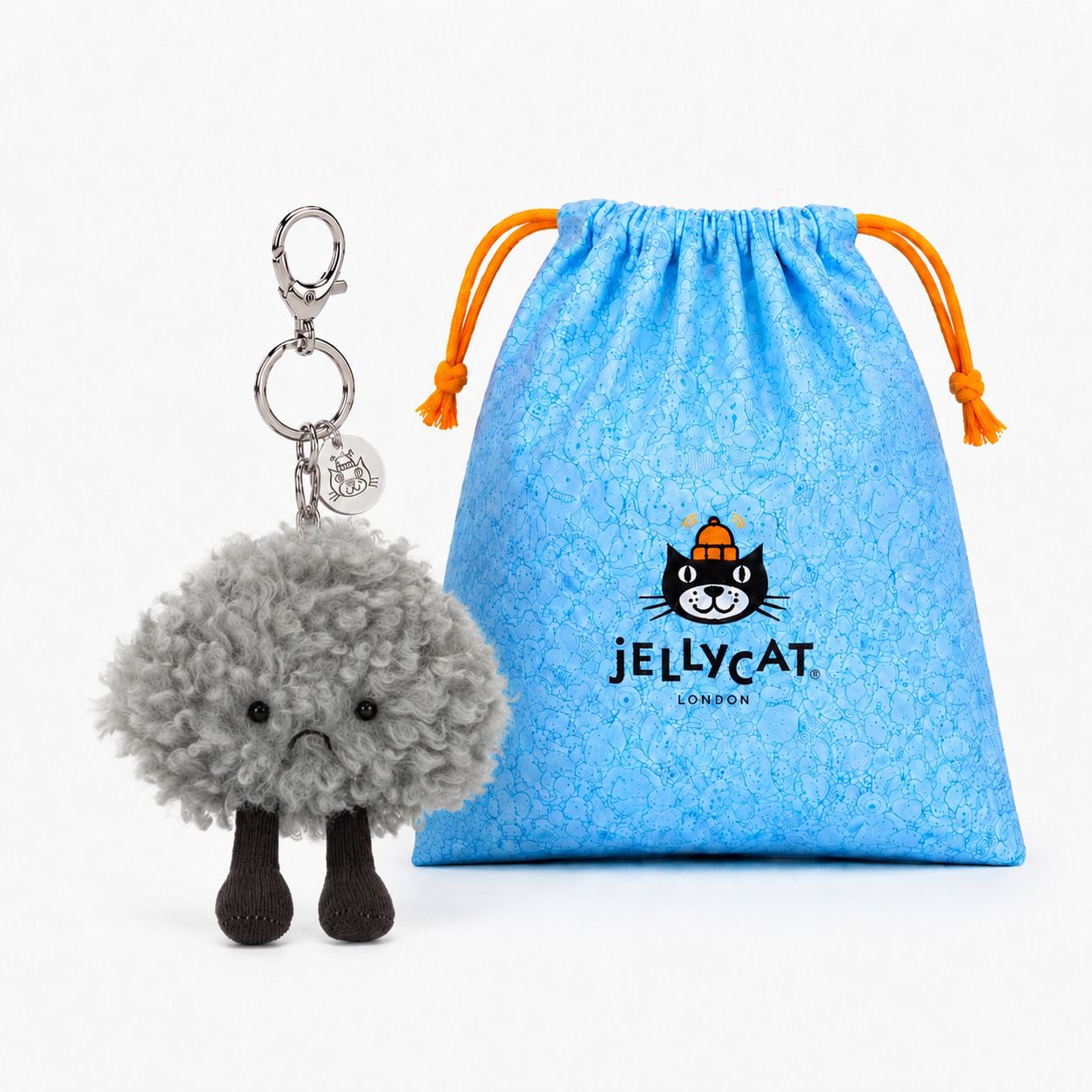 Grey Cloud Plush Keychain